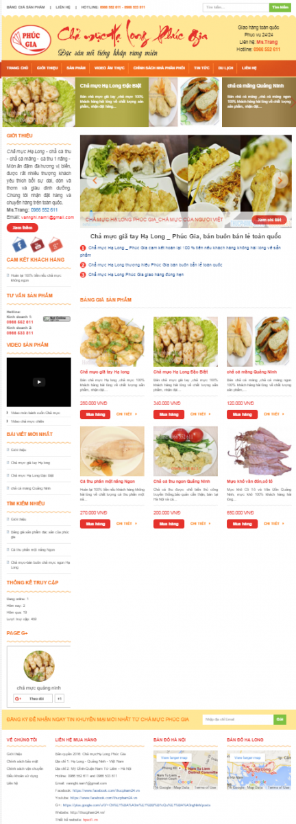 Thiết kế website chả mực Hạ Long