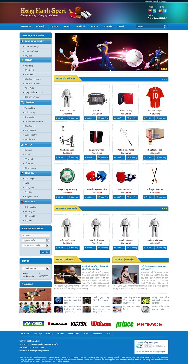 Thiet ke web dung cu the thao Ha Noi