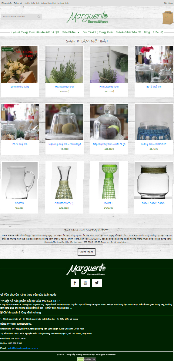 Thiết kế website lọ thủy tinh và hoa