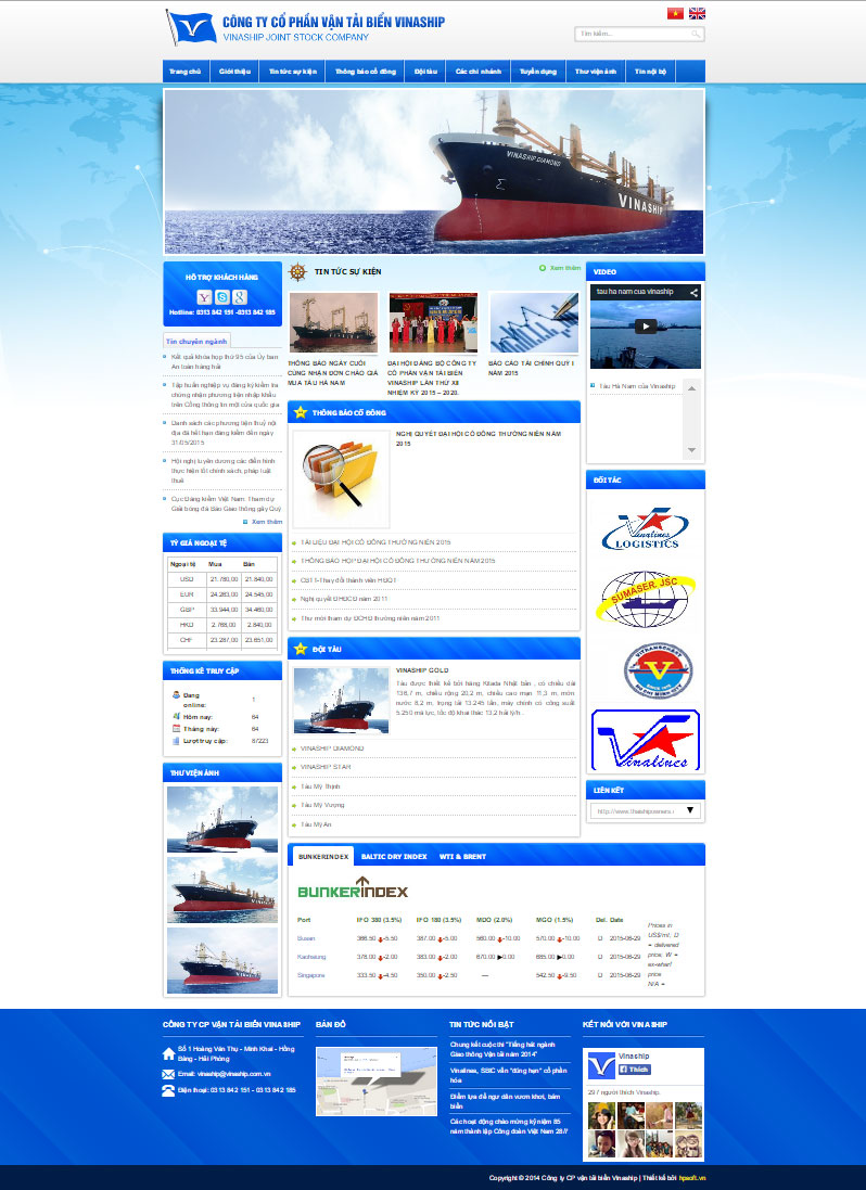 Thiết kế website cho công ty cổ phần vận tải biển vinaship