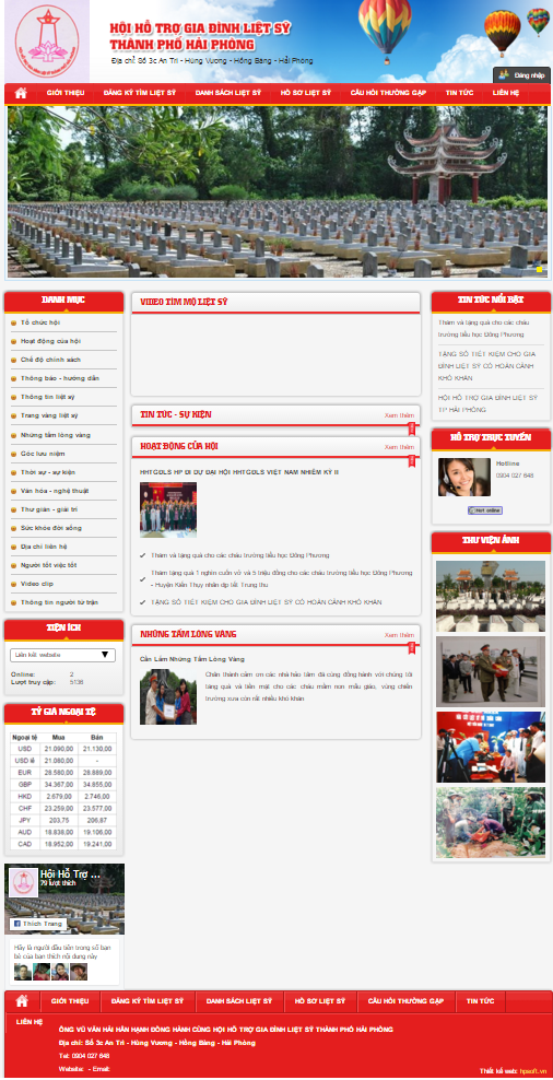 Thiết kế web hỗ trợ liệt sĩ Hải Phòng