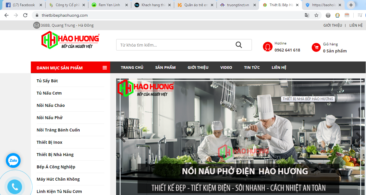 Thiết kế website thiết bị bếp.